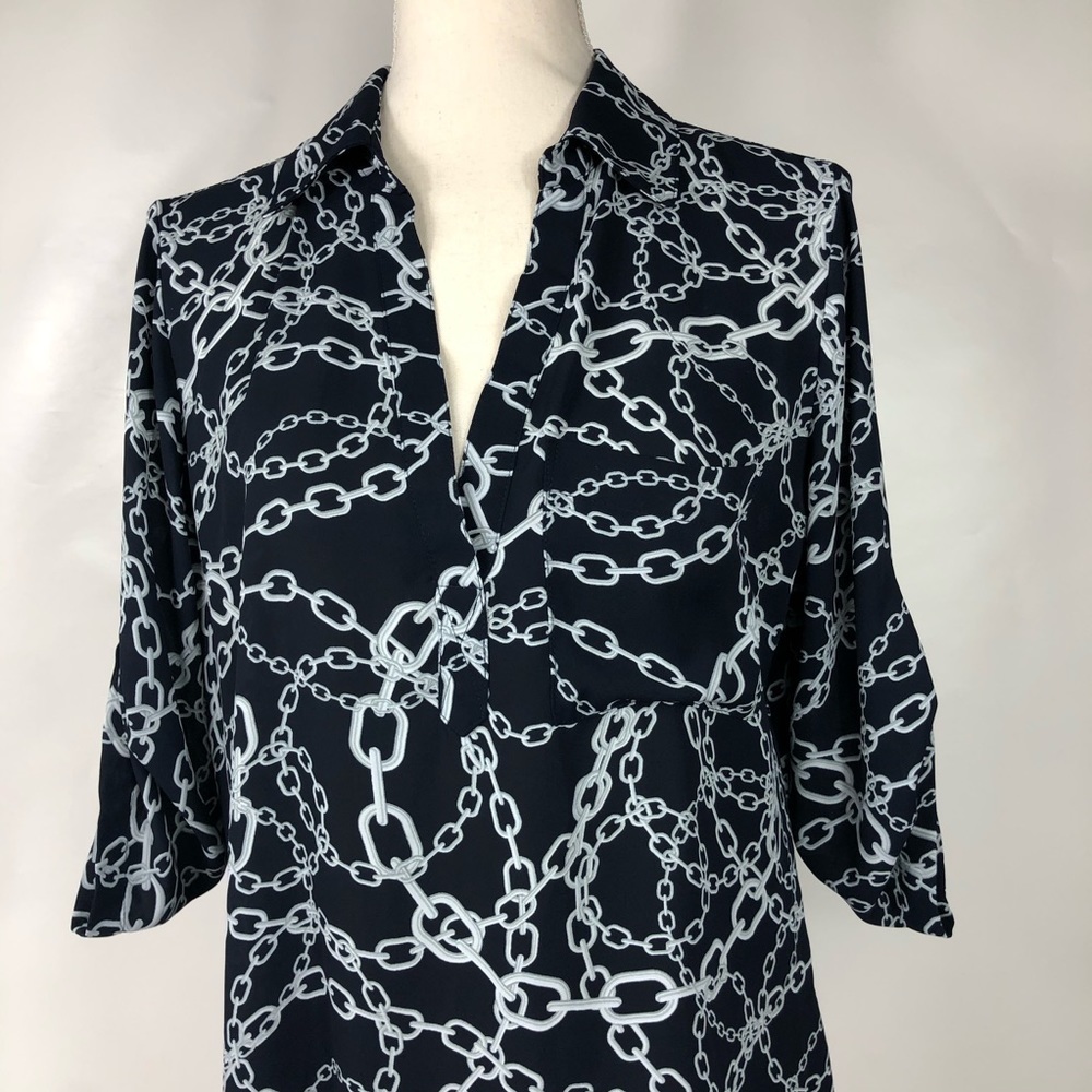 Soho New York & Company Jeans Chain Design Blouse size M - Picture 2 of 10